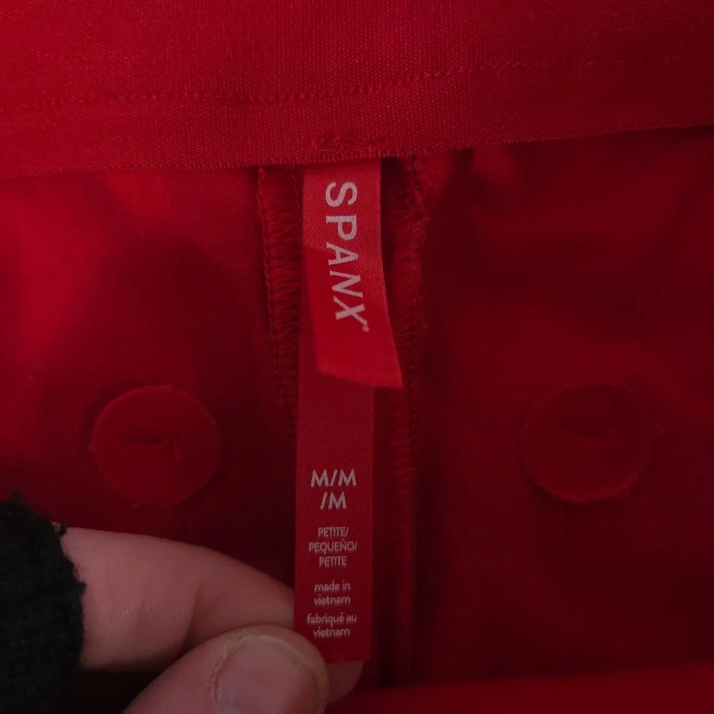 Spanx Pants Womens Medium Petite Red On The Go Ankle Flare Stretch Pockets - Picture 6 of 10